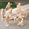 Fashewelry 12Pcs Unfinished Wooden Robot Bodies Wood Peg Dolls Joint Adjustable Wooden Figures Wooden Doll for DIY Hand Painting Craft Art Peg Game Party Decoration, 3 Sizes view 4