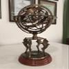 Antique Brass 18" Armillary Sphere Globe Astrolabe Zodiac Engraved Celestial Globe Wooden Base with Compass view 1