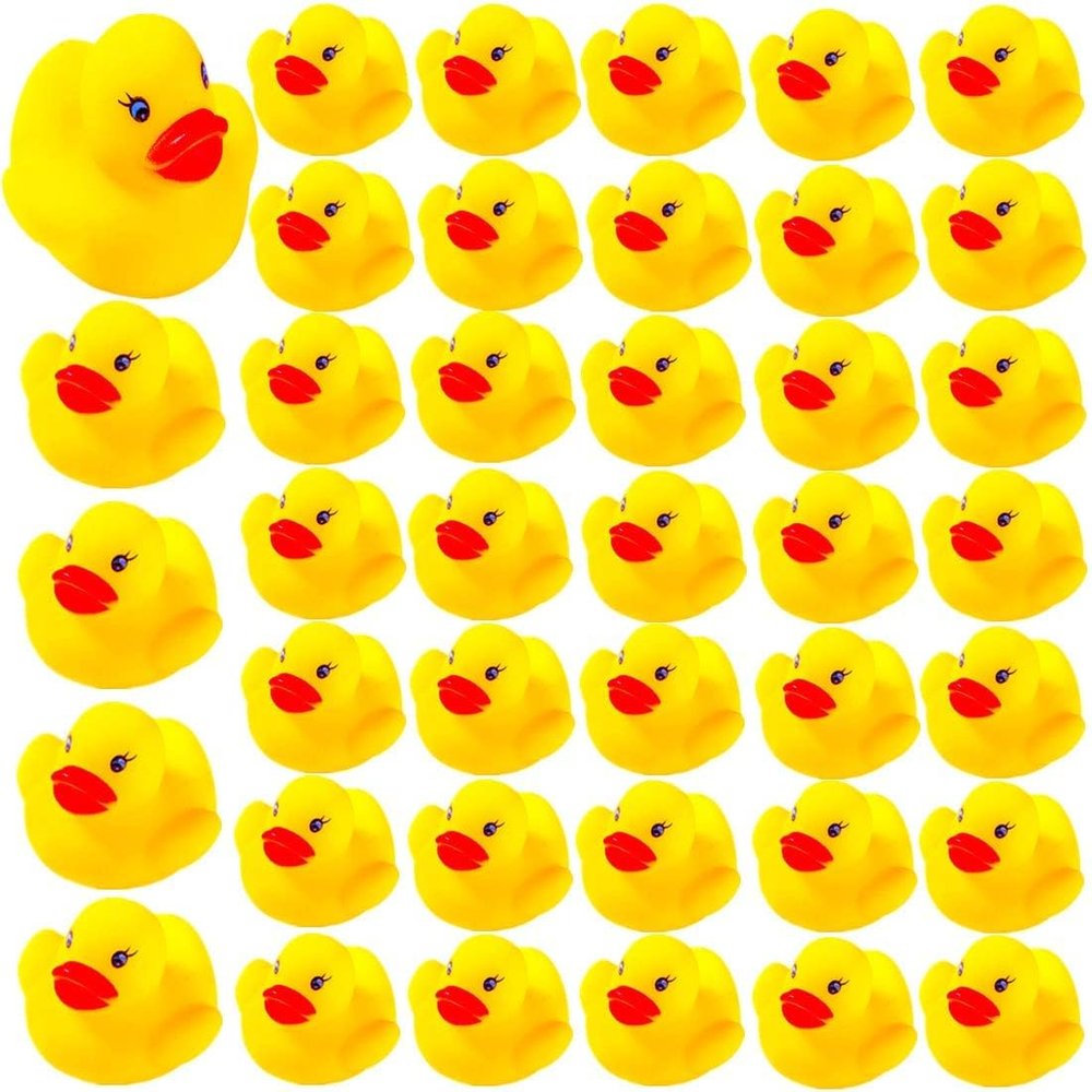 DZTIAN 31-Pieces Float & Squeak Mini Rubber Duck Baby Bath Ducky Sound ShowerToys for Kids Celebrate The Joy of The Children