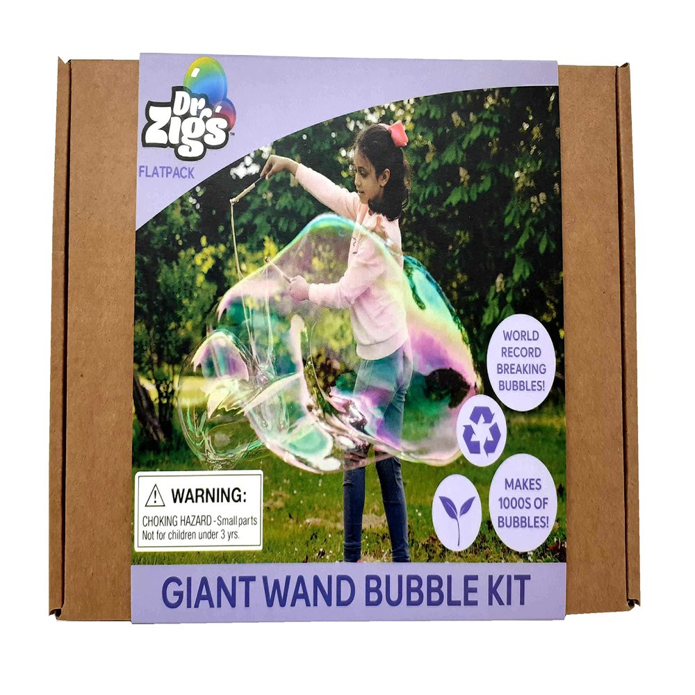 Dr Zigs Eco Giant Bubble Kit - Flat Packed Giant Set - Compact on The go Fun, Sustainable Wands and Professional Grade Solution.