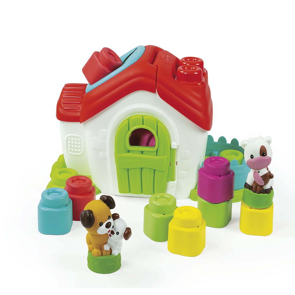 Clementoni 17662 Sensory Farm House playset Clemmy Children 6 Months-Soft Building Blocks-Washable-Made in Italy, Multicoloured