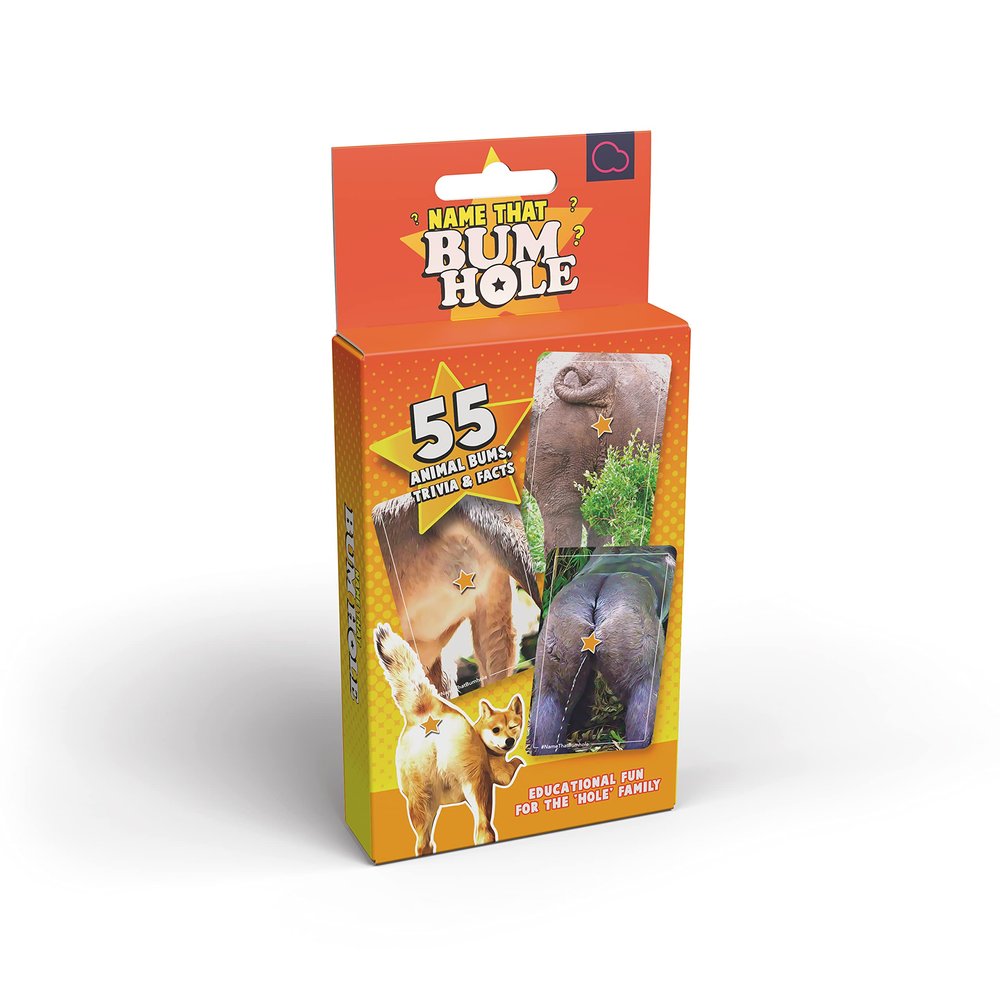 Name That Butthole - Guess The Animals from Their Buttholes - Animal Trivia Game - 55 Flashcards 4.9"x3.2" (12.5x8.1cm)