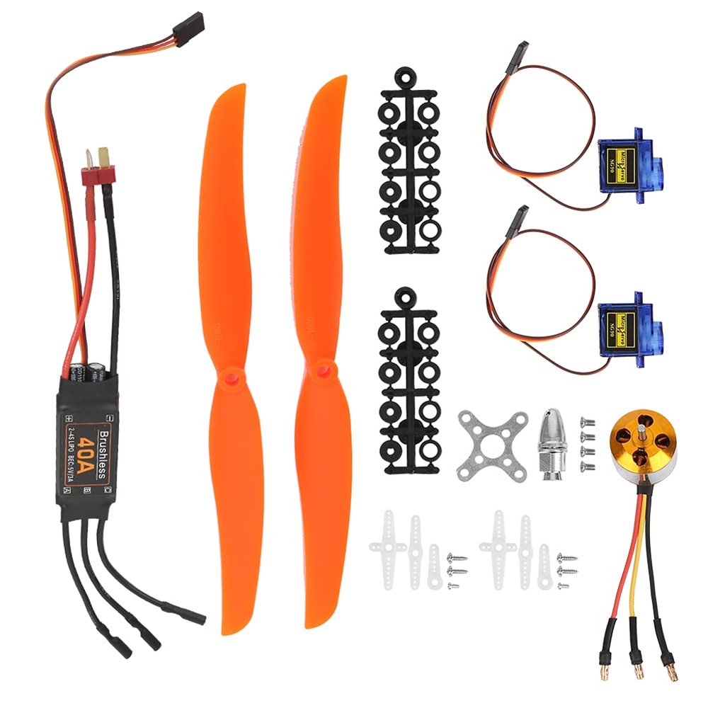 1000KV Brushless Motor, 40A ESC SG90 9G Micro 1060 Propeller for RC Plane, RC Fixed-Wing Aircraft Helicopter Accessories(A2212 1000KV)