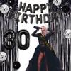 Funmemoir 30th Birthday Decorations for Him Her Black Death to My Twenties Banner Rip to My 20s Sash Number 30 Happy Birthday Balloon Banner Foil Curtain for Funny Thirtieth Party Supplies view 3