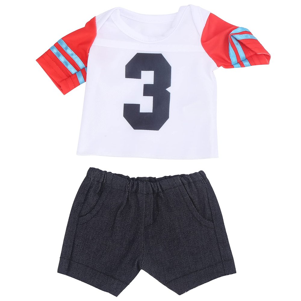 T-Shirt Reborn Baby Doll Clothes Sets,18Inch Newborn Baby Doll Accessories Fashion Baby Doll Outfit Matching Exercise T-Shirt and Shorts(QD18-048)