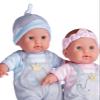 JC Toys | Berenguer Boutique | Baby Doll Outfit | Gray Overall Shorts with Blue Stripes | Includes Headband and Booties | Ages 2+ | Fits Dolls 14"- 16" view 4