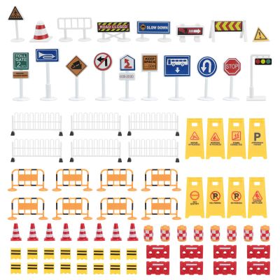 Toyvian Simulated Traffic Barrier Signs Toy Set for Kids Mini Roadblock and Traffic Control Signs Educational Play for Imaginative Learning and Parent-Child Interaction