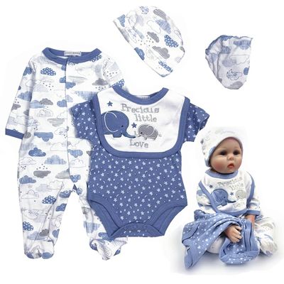Reborn Baby Dolls Clothes Boy 22 inch Dinosaur Outfit Accessories 5 pcs Sets for 20-22" Newborn Baby Dolls Clothing