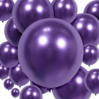100 Pieces Latex Balloons Different Sizes 18/12/10/5 Inch Party Balloon Kit for Valentines Birthday Baby Shower Wedding Bride Graduation Party Decoration (Metallic Purple)