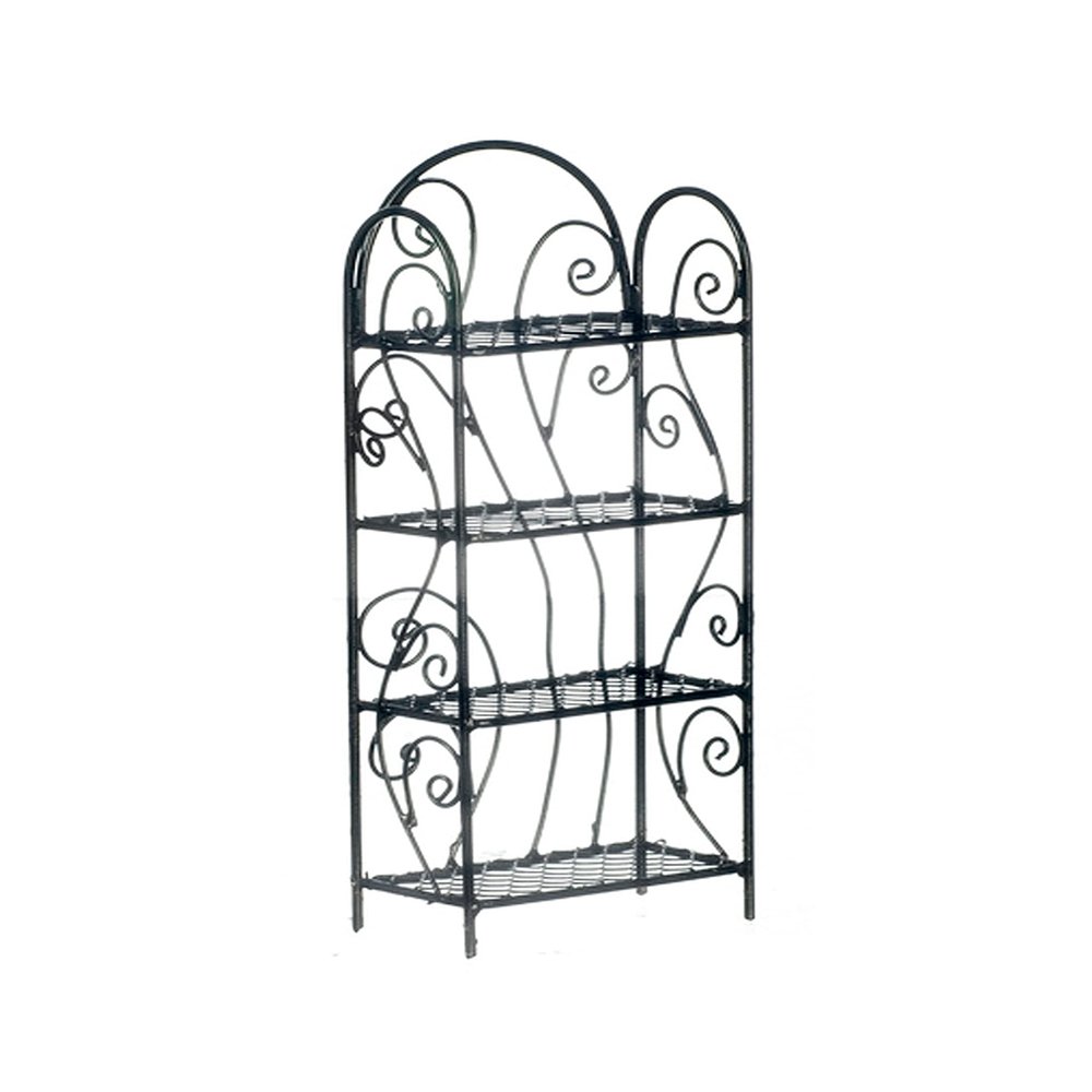 Melody Jane Dolls Houses Dollhouse Black Wrought Iron 4 Shelf Unit Miniature Furniture 1:12 Scale