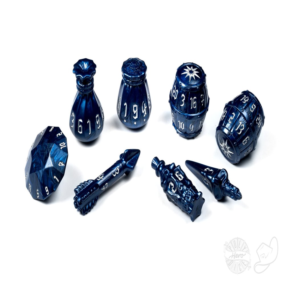 PolyHero Rogue 8 Dice Set (Midnight Blue)