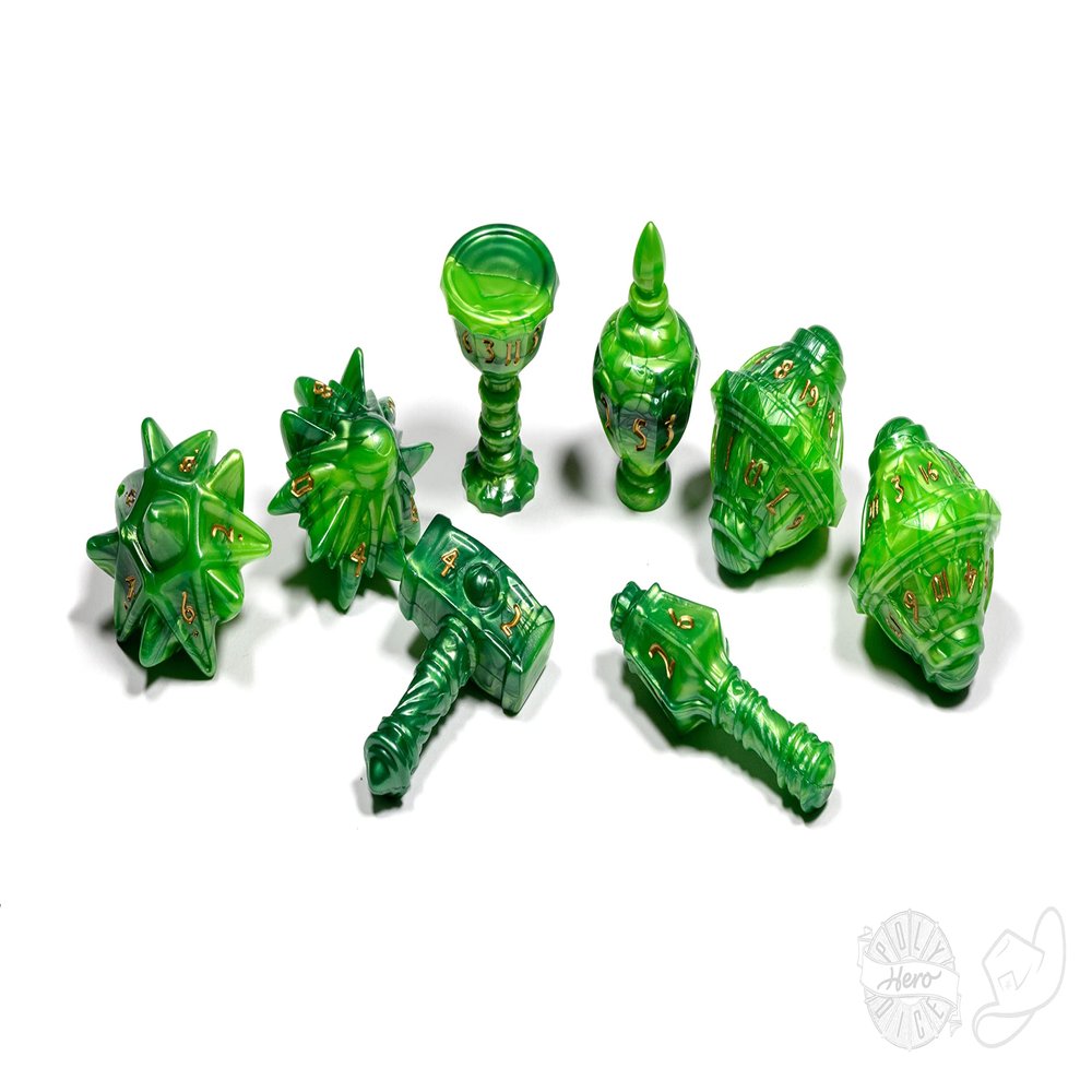 PolyHero Cleric 8 Dice Set (Verdant Viridian)