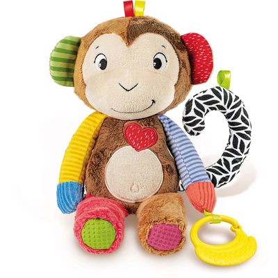 Clementoni- Scimmietta Canta, Gioca, Impara interattivo parlante in Italiano, Gioco elettronico Bambini 3 Mesi, Peluche educativo 100% Lavabile, Multicolore, 17673