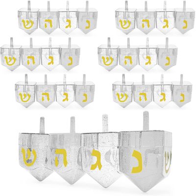 Dreidel Company Fillable Dreidel - Transparent Clear, Can Be Filled with Hanukkah Gelt or Chocolate (24-Pack)