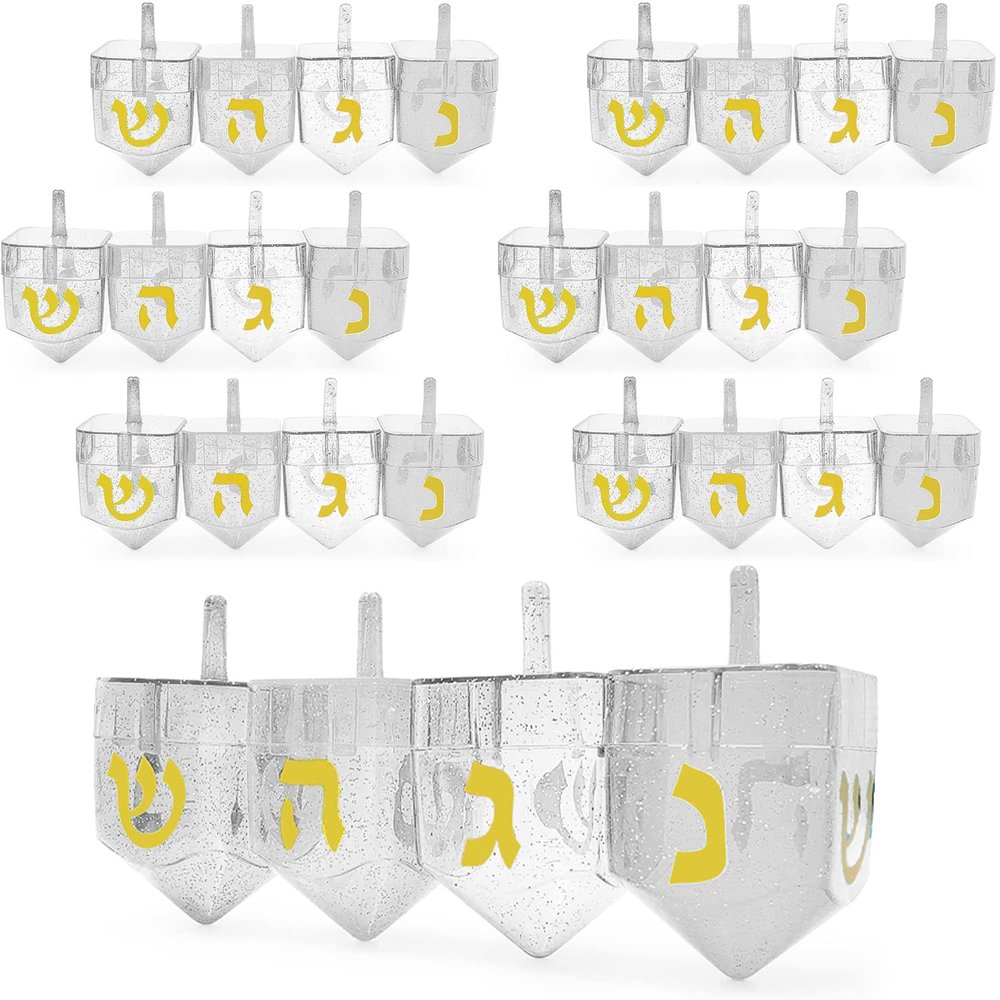 Dreidel Company Fillable Dreidel - Transparent Clear, Can Be Filled with Hanukkah Gelt or Chocolate (24-Pack)