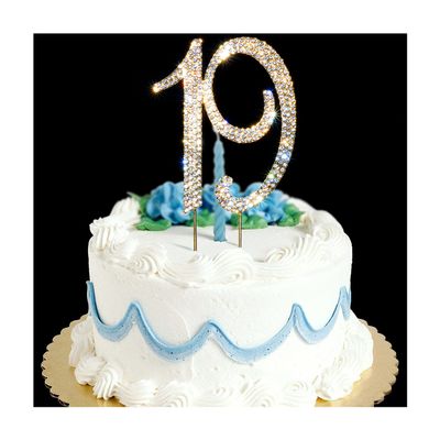 19 cake topper Premium Bling Rhinestone Diamond Gems for Birthday or Anniversary Party Decoration Ideas