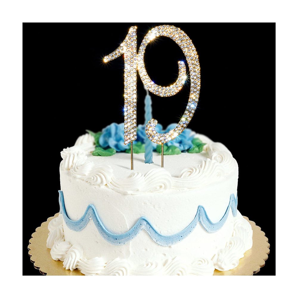 19 cake topper Premium Bling Rhinestone Diamond Gems for Birthday or Anniversary Party Decoration Ideas