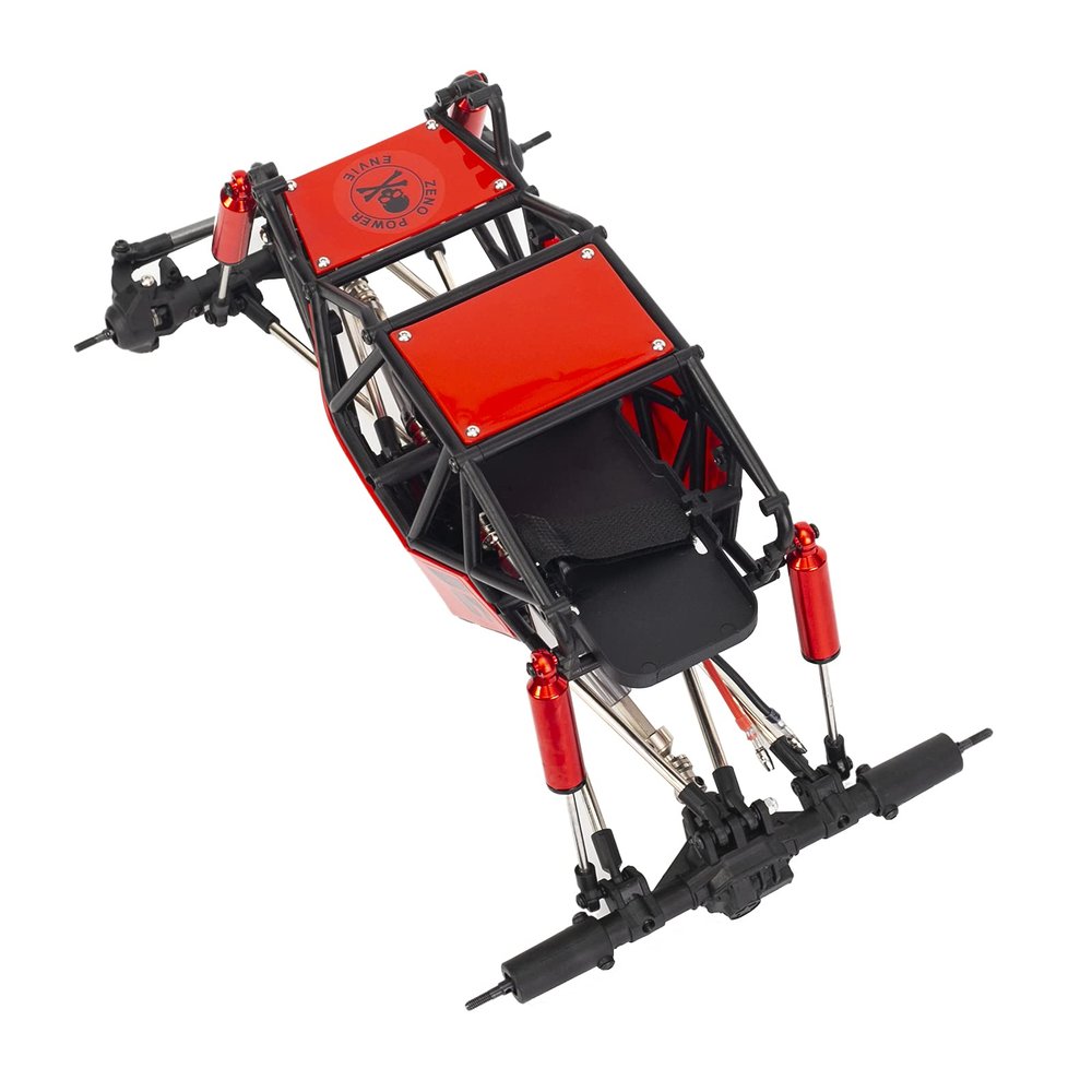 LAFEINA 1/10 RC Car 310mm Wheelbase Rock Buggy Frame Chassis with Nylon Tube Roll Cage for 1/10 Remote Control Crawler Car SCX10 90046 TRX4 (Without Wheels, Red)