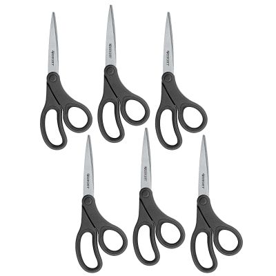 Westcott ACM15584-6 KleenEarth 8-Inch Stainless Steel Bent Tip, Black, Pack of 6