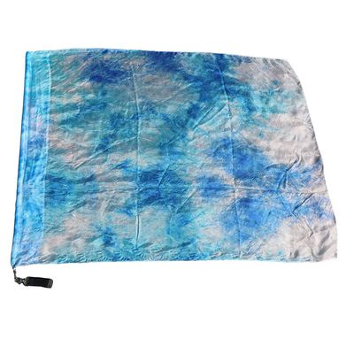 Winged Sirenny 32" Flowy Spinning Silk Flag Poi, Church Praise Prophetic Worship Adoration Dance Banner, Dance Poi Streamer, Beginners Practice Play Silk (white+blue)
