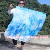 Winged Sirenny 32" Flowy Spinning Silk Flag Poi, Church Praise Prophetic Worship Adoration Dance Banner, Dance Poi Streamer, Beginners Practice Play Silk (white+blue) view 2