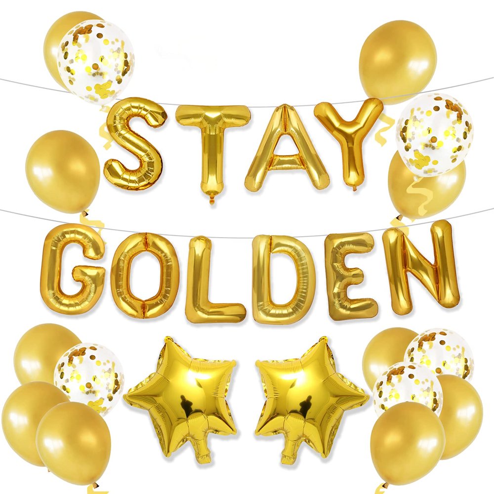 16 Inch STAY GOLDEN Balloon Banner Ideal for golden Birthday Decorations Golden Party Celebrations(STAY GOLDEN)