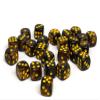 25 Count Pack of 12mm D6 Dice - Matching Collection of 6 Sided Dice with Pips (Yellow and Black Granite) view 2