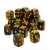 25 Count Pack of 12mm D6 Dice - Matching Collection of 6 Sided Dice with Pips (Yellow and Black Granite) view 3
