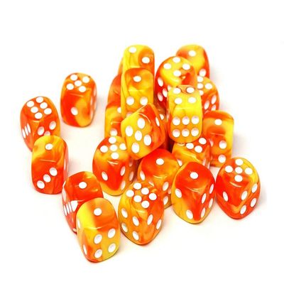 25 Count Pack of 12mm D6 Dice - Matching Collection of 6 Sided Dice with Pips (Blazing Sun)