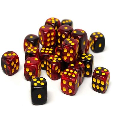 25 Count Pack of 12mm D6 Dice - Matching Collection of 6 Sided Dice with Pips (Lava Swirl)
