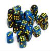 25 Count Pack of 12mm D6 Dice - Matching Collection of 6 Sided Dice with Pips (Blue and Black Swirl) view 1