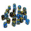 25 Count Pack of 12mm D6 Dice - Matching Collection of 6 Sided Dice with Pips (Blue and Black Swirl) view 2