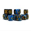 25 Count Pack of 12mm D6 Dice - Matching Collection of 6 Sided Dice with Pips (Blue and Black Swirl) view 3