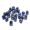 25 Count Pack of 12mm D6 Dice - Matching Collection of 6 Sided Dice with Pips (Blue and Silver Granite) view 1