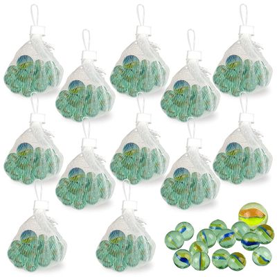 ArtCreativity Pack of 12 Bag of Marbles - Glass Marbles 180Pcs - Include 14 Marble and 1 Shooter Marble Per Pack - Fun Indoor and Outdoor Toys, Great Game Party Favors and Pinata Fillers