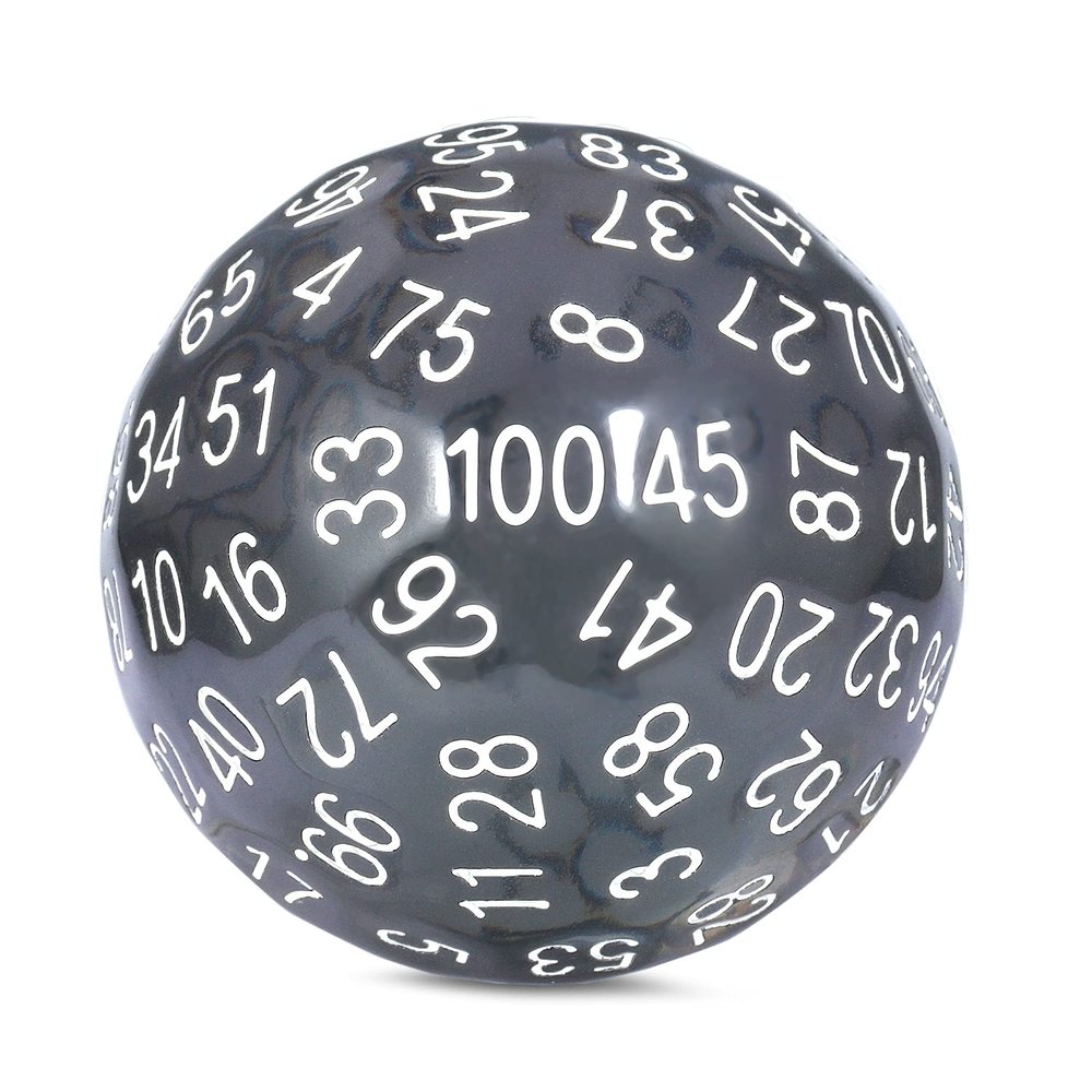 100 Sided Dice Set Translucent Black DNDND D100 Die with Pouch for Dungeons and Dragons DND (Translucent Black with White Number)
