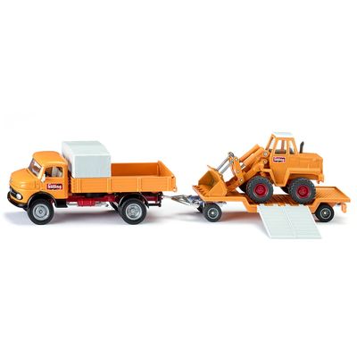 Siku 4117, Two-Piece Construction Set, Incl. Mercedes-Benz 710 Truck with Blling Wheeled Loader, Kramer 411 Model, 1:50, Metal/Plastic, Yellow, Movable Parts