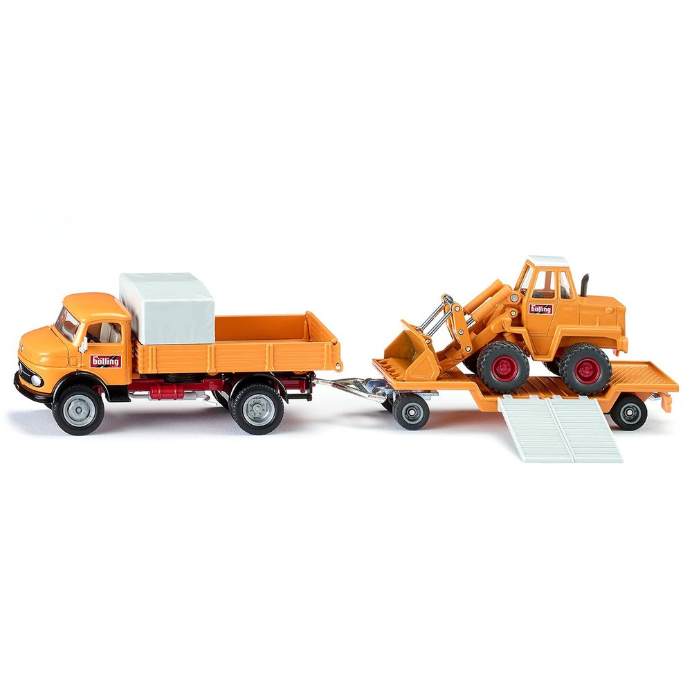 Siku 4117, Two-Piece Construction Set, Incl. Mercedes-Benz 710 Truck with Blling Wheeled Loader, Kramer 411 Model, 1:50, Metal/Plastic, Yellow, Movable Parts