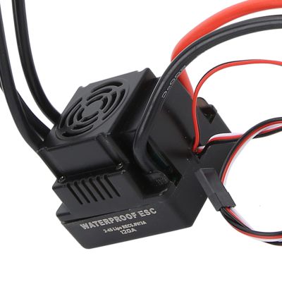 120A RC ESC Brushless with 4mm Banana / T Connector and Fan, Electronic Speed Controller ESC for 2-4S LiPo, 1/8 1/10 RC car