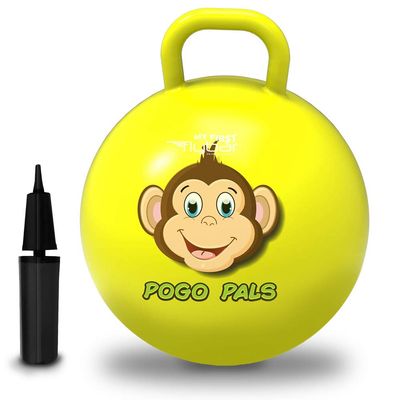 Flybar Hopper Ball for Kids, Inflatable Bouncy Ride-On Ball w/Handle for Indoor & Outdoor Active Play, Includes Pump, Jump Ball Toy for Boys & Girls, Supports Up to 165 lbs, Ages 3+, 18-Inch, Small