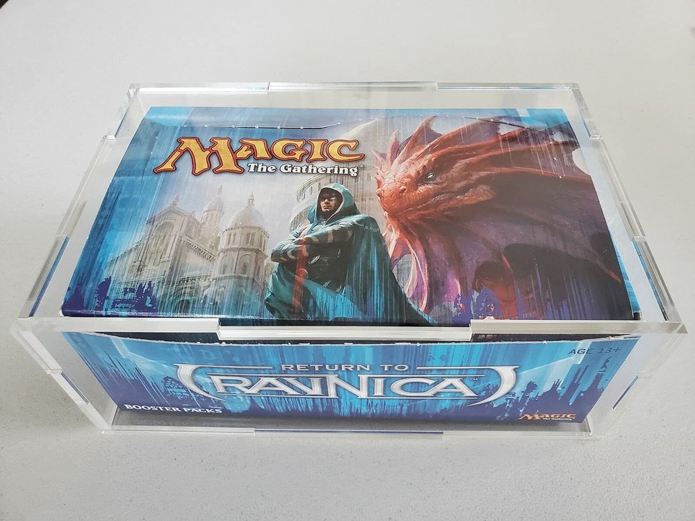 CCG TCG Magic The Gathering - Booster Box Display Case - fits Standard Sized Expansion boxes8in x 5in x 2.75 - Acrylic 3/16 inch Thick