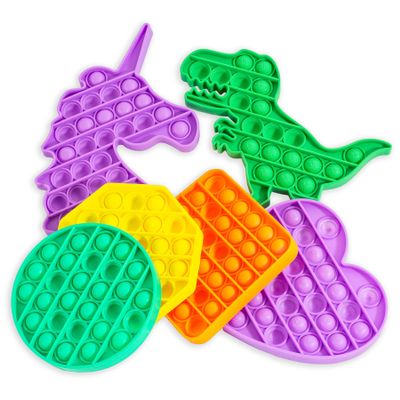 Sensory Builder: Push Pop Bubble Fidget Sensory Toy for Anxiety, Autism, ADD and ADHU, popit Special Needs Stress Reliever: Popit Set of 6 (Unicorn, Dinosaur, Round, Square, Octagon and Heart)