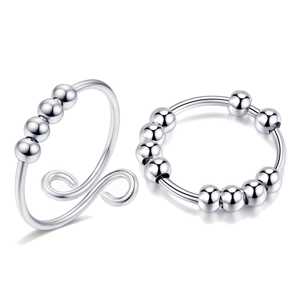 Long tiantian Fidget Rings for Women Silver Fidget Ring Anxiety Rings Fidget Spinner Rings for Anxiety To My Daughter Fidget Ring Gifts from Mom Stress Relief Rings Christmas Stocking Stuffers