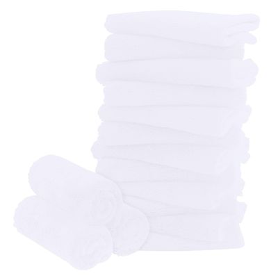 16 Pack Baby Washcloths - 10x10 Inch, Microfiber baby towel - Absorbent and Soft baby Wash Clothes for Newborns, Infants and Toddlers - Quick Dry for baby boys and girls face towel - White
