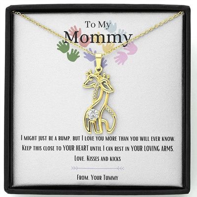 Personalized Gift - Giraffe Necklace, To My Mommy, I Love You, New Mommy Necklace, Baby Bump Gift, New Mom Gift From Husband, Baby Shower, Mommy Gift, New Mom