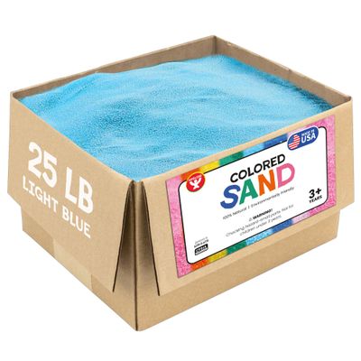 Hygloss Colored Sand for Crafts  25 lb, Light Blue  Vibrant Colorful Fine Sensory Play Sand Art Kits for Kids  Classroom Activities for Children 3 4 5 6 7 8 9 10 11 12  Safe for Ages 3+