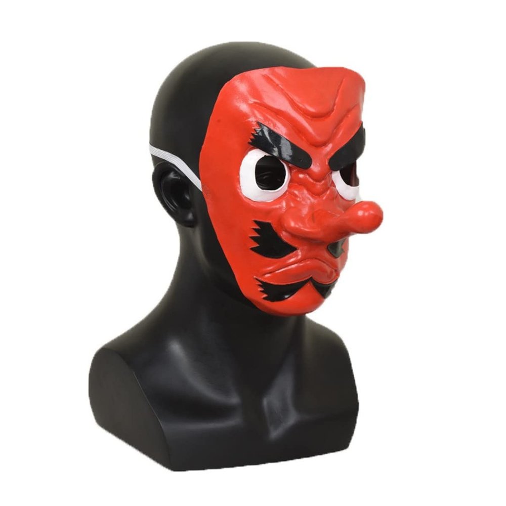 WYKBPX Anime Urokodaki Sakonji Cosplay Mask Halloween Latex Full Face Mask with Red Long Nose 3D Party Costume Props (red)