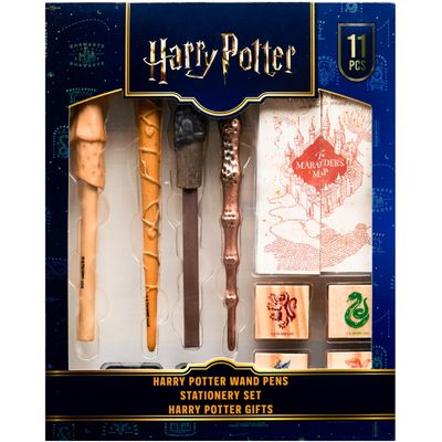 Harry Potter Stationary Set for Boys Girls with 4 Wand Pens Black Ink Marauders Map Hogwarts House Stamp Kit Cute School Supplies Gifts for Kids