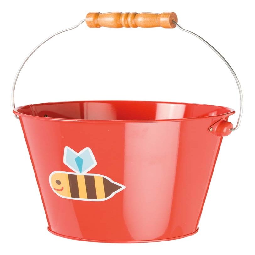 Toysmith Kids Gardening & Beach Bucket 5 Metal Pail with Grippable Handle | Assorted Bee & Beetle Colors | Durable Steel for Outdoor Play - 1 Count