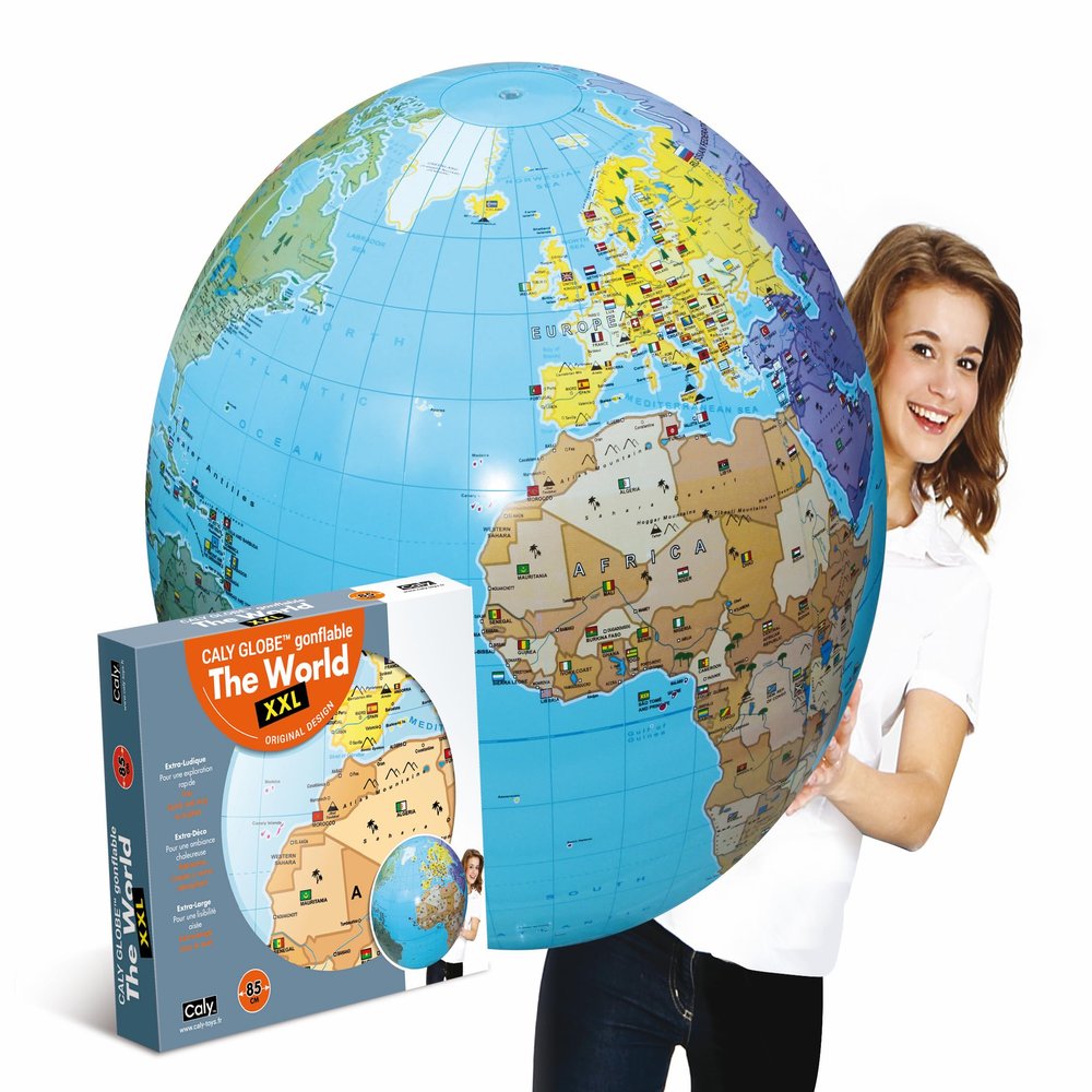 Caly Inflatable Globe The World XXL 85 cm, 060ENF, Ocean Blue